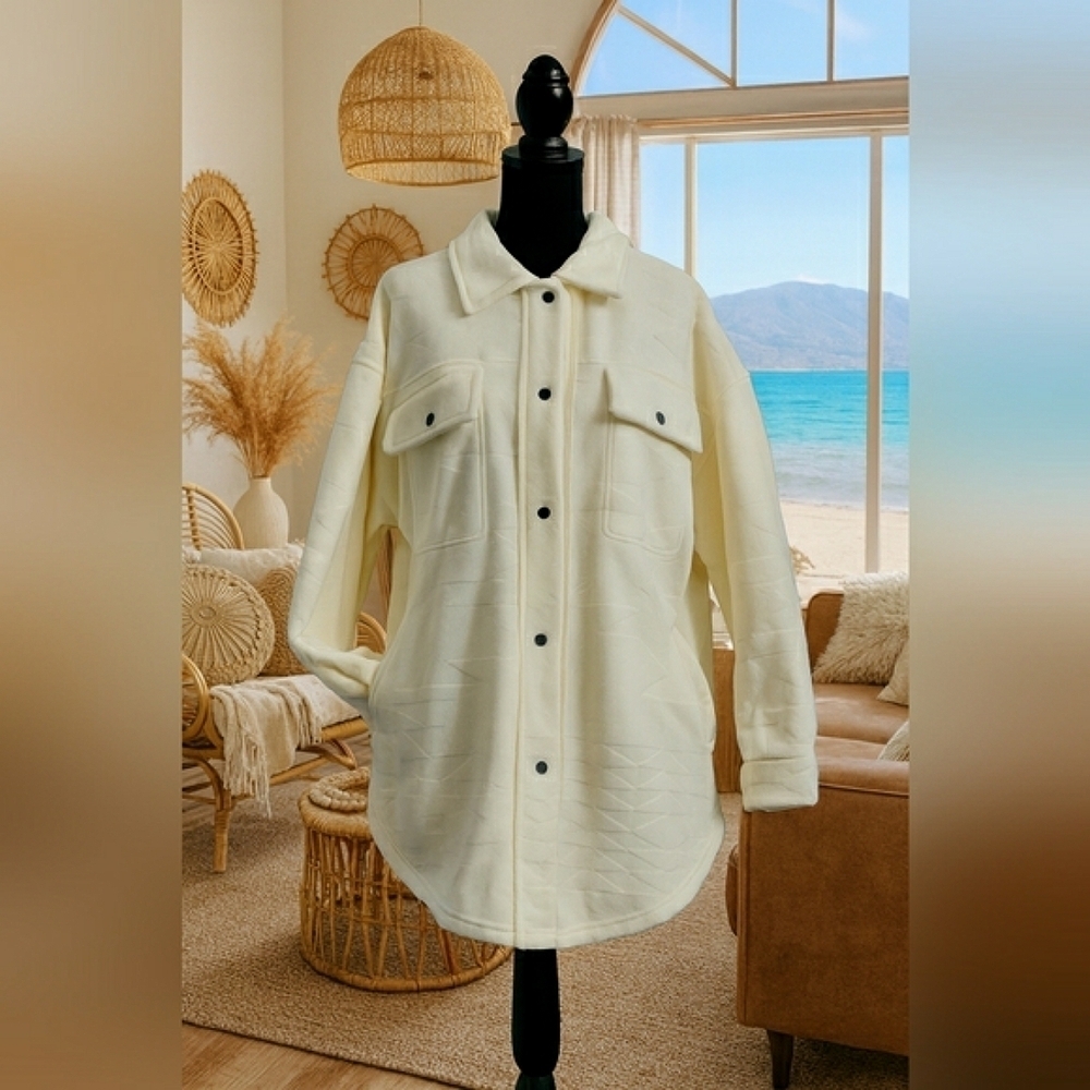 Shacket Southwest Chore Barn Jacket Travel Soft Button Front Shirt Large New